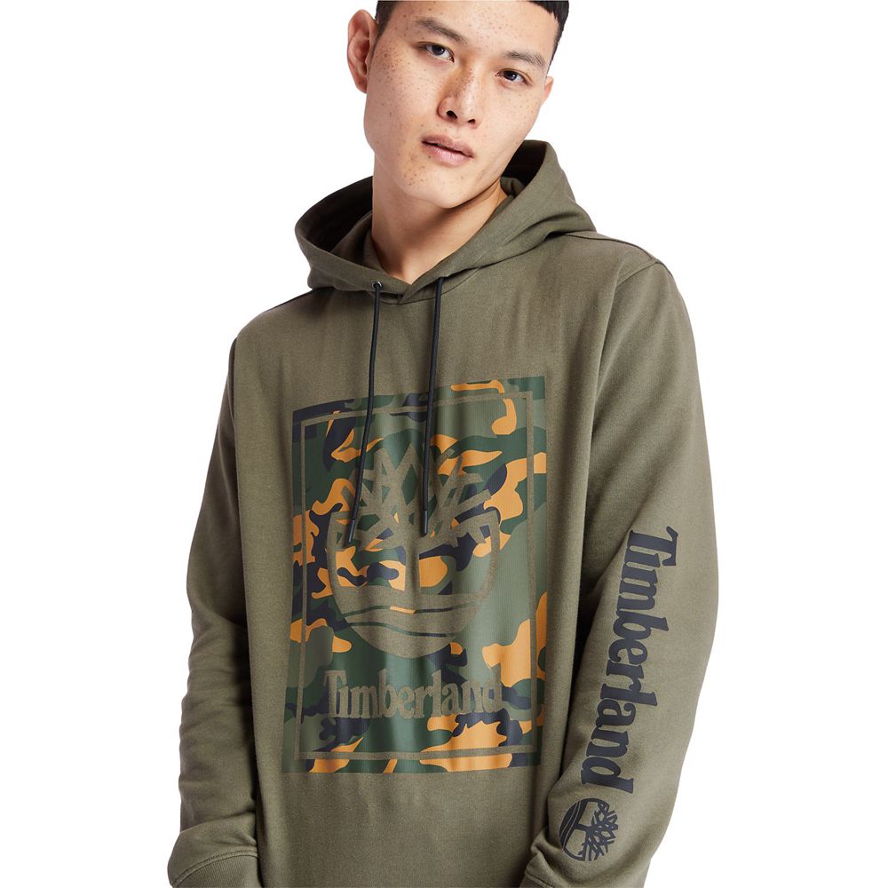 Timberland Φουτερ Ανδρικα Ελιά - Camo Tree-Logo Hoodie - Greece 9213870-EJ